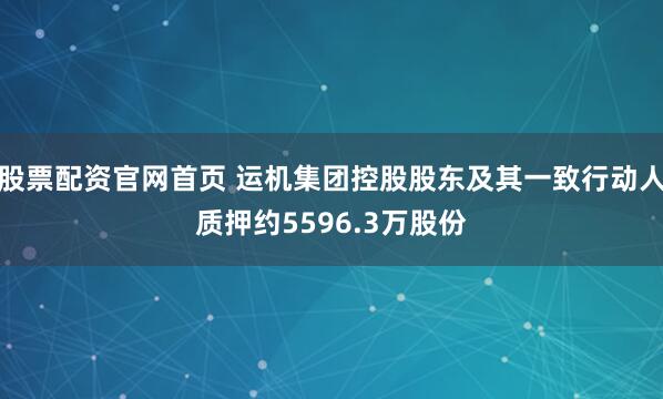 股票配资官网首页 运机集团控股股东及其一致行动人质押约5596.3万股份